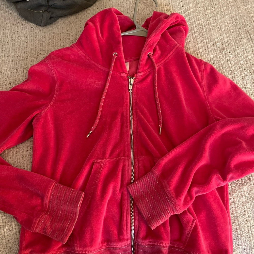 pink Y2K velour zip up